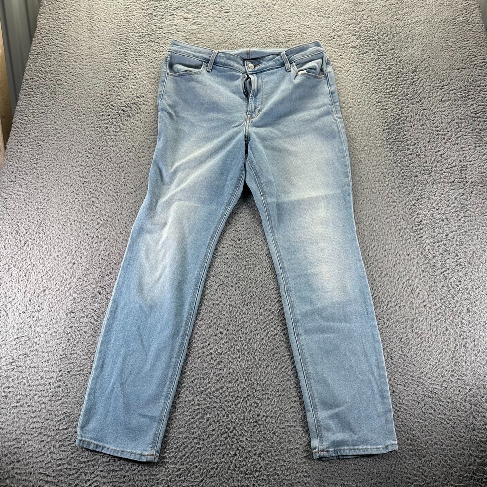 Old Navy Wow Jeans Women's 14 Blue Cotton Denim Straight High-Rise Faded Stretch